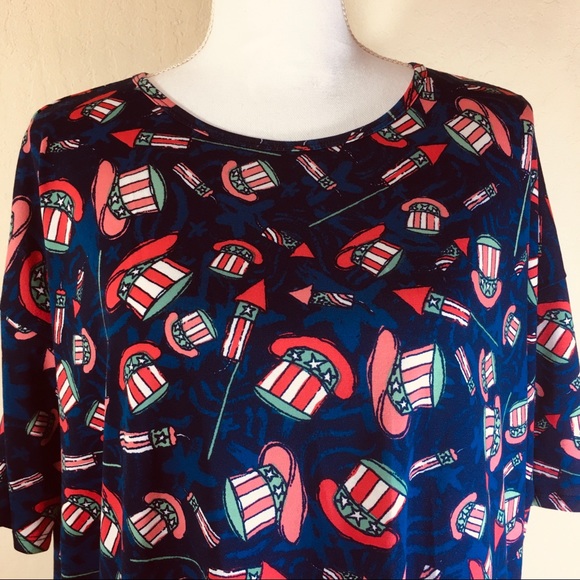Lularoe Patriotic Print Top Fireworks Uncle Sam - Picture 2 of 8
